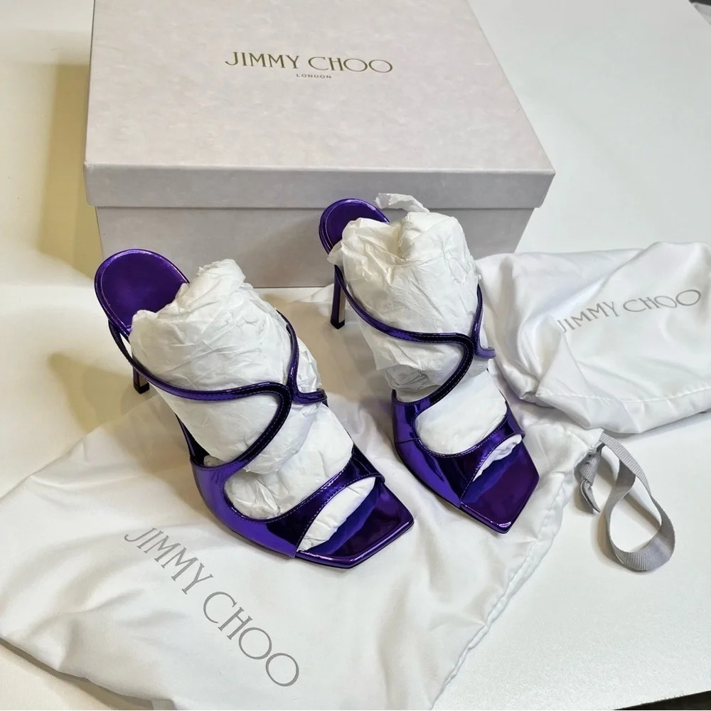 Jimmy Choo Anise purple Liquid Metal heels size 37.5 - Picture 2 of 13